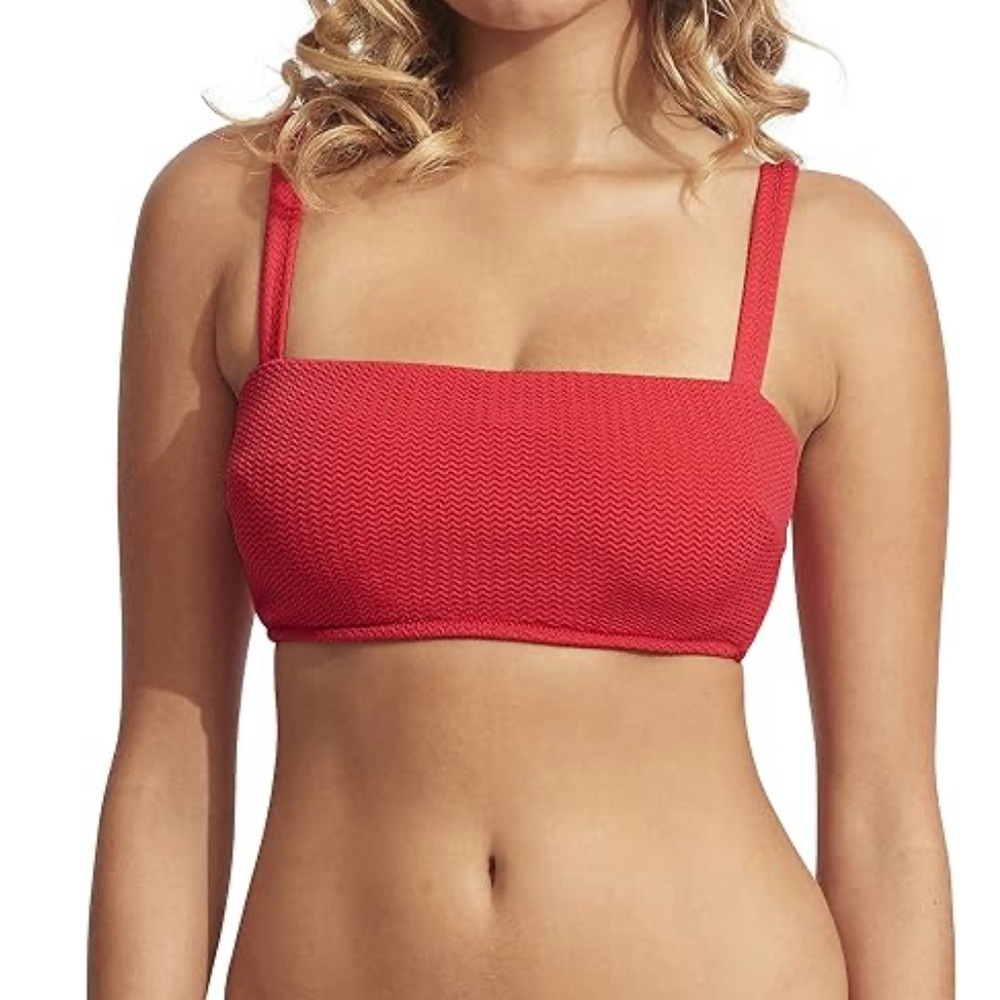 NWOT Seafolly Women's DD Cup Bandeau Bikini Top Swimsuit Underwire Red Size 6